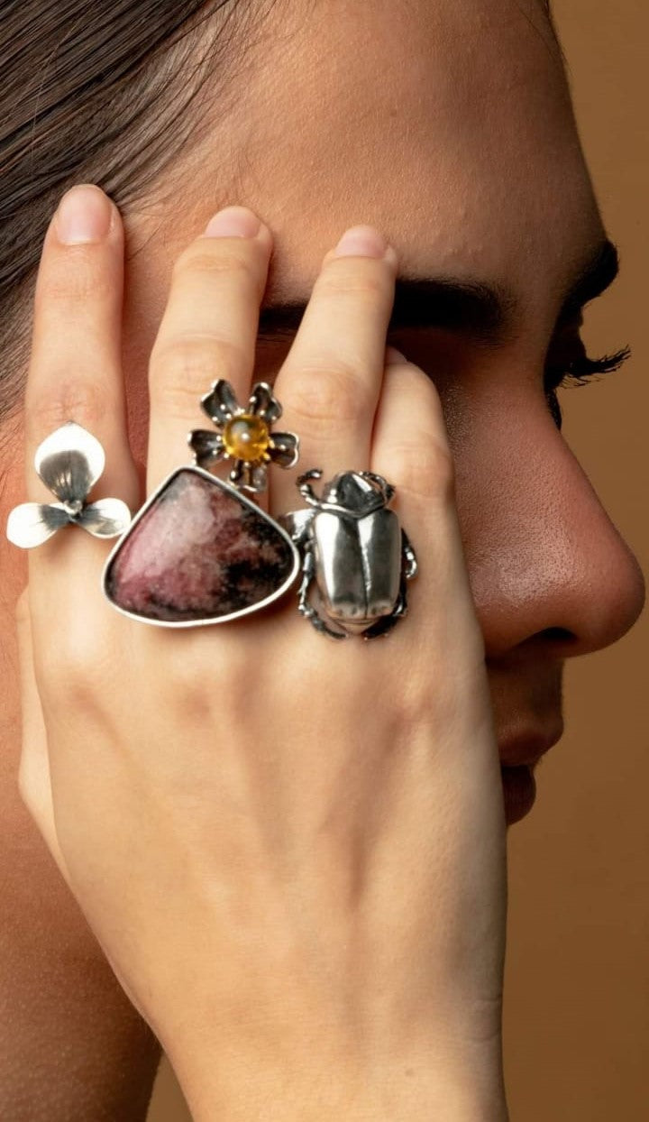 Bezel Ring with Flower