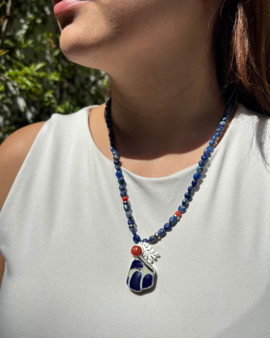Collar Pluma con Talavera