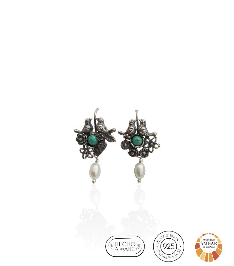 Aretes Conguitas, bisel y flores