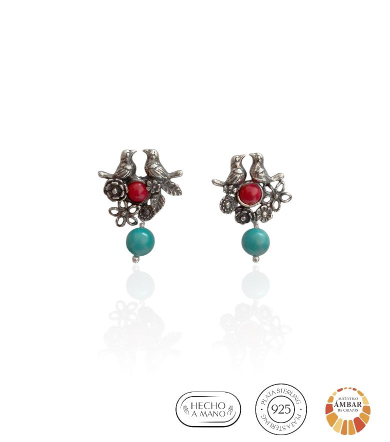 Aretes Conguitas, bisel y flores