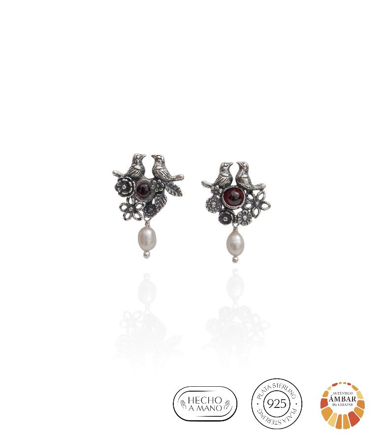 Aretes Conguitas, bisel y flores