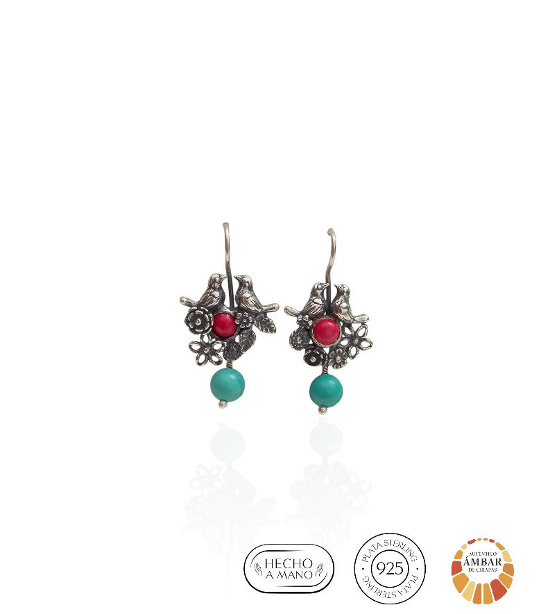 Aretes Conguitas, bisel y flores