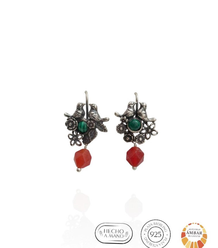 Aretes Conguitas, bisel y flores