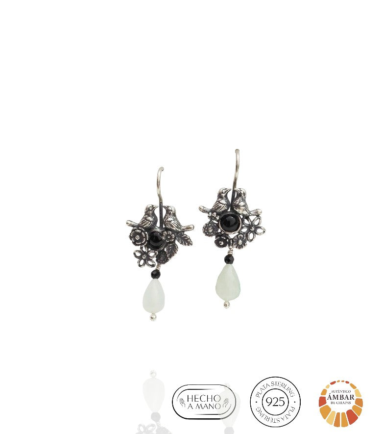 Aretes Conguitas, bisel y flores