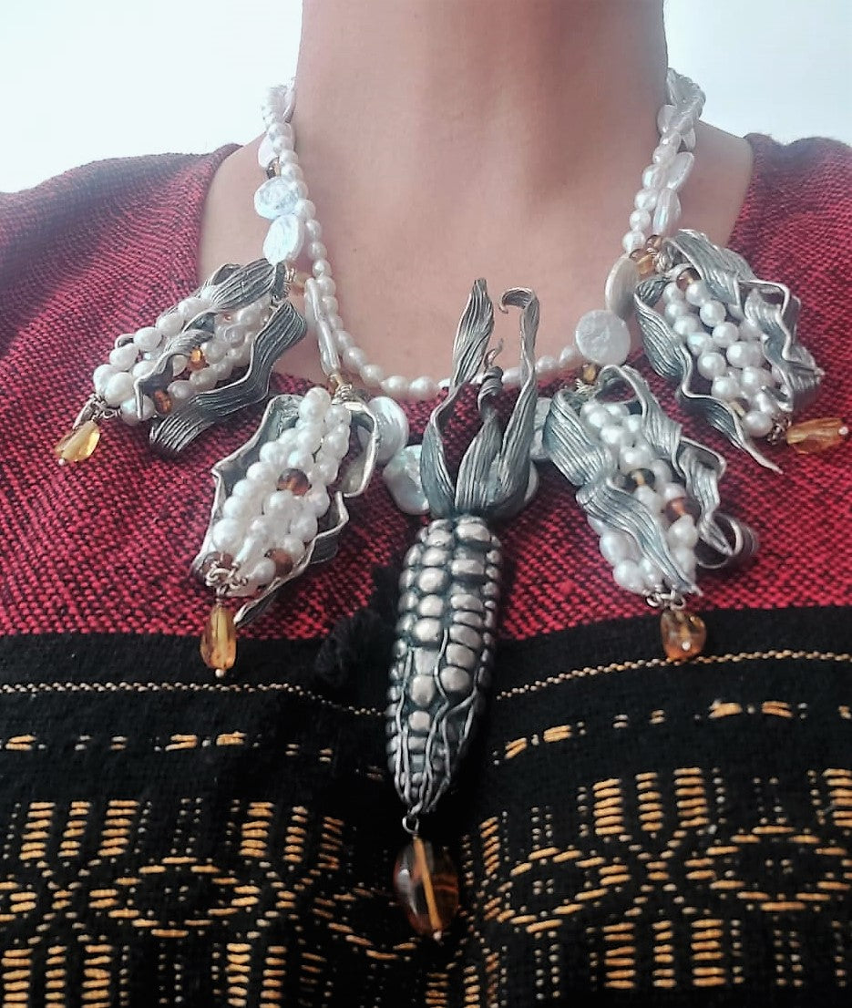 Amber and Corn Necklace