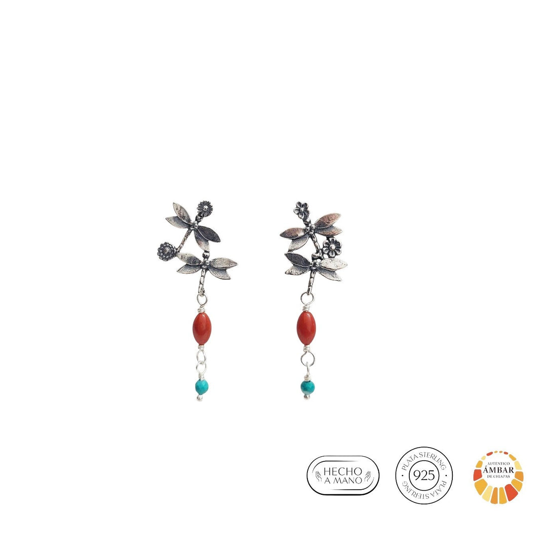 Aretes dos Libélulas Minis Florecitas