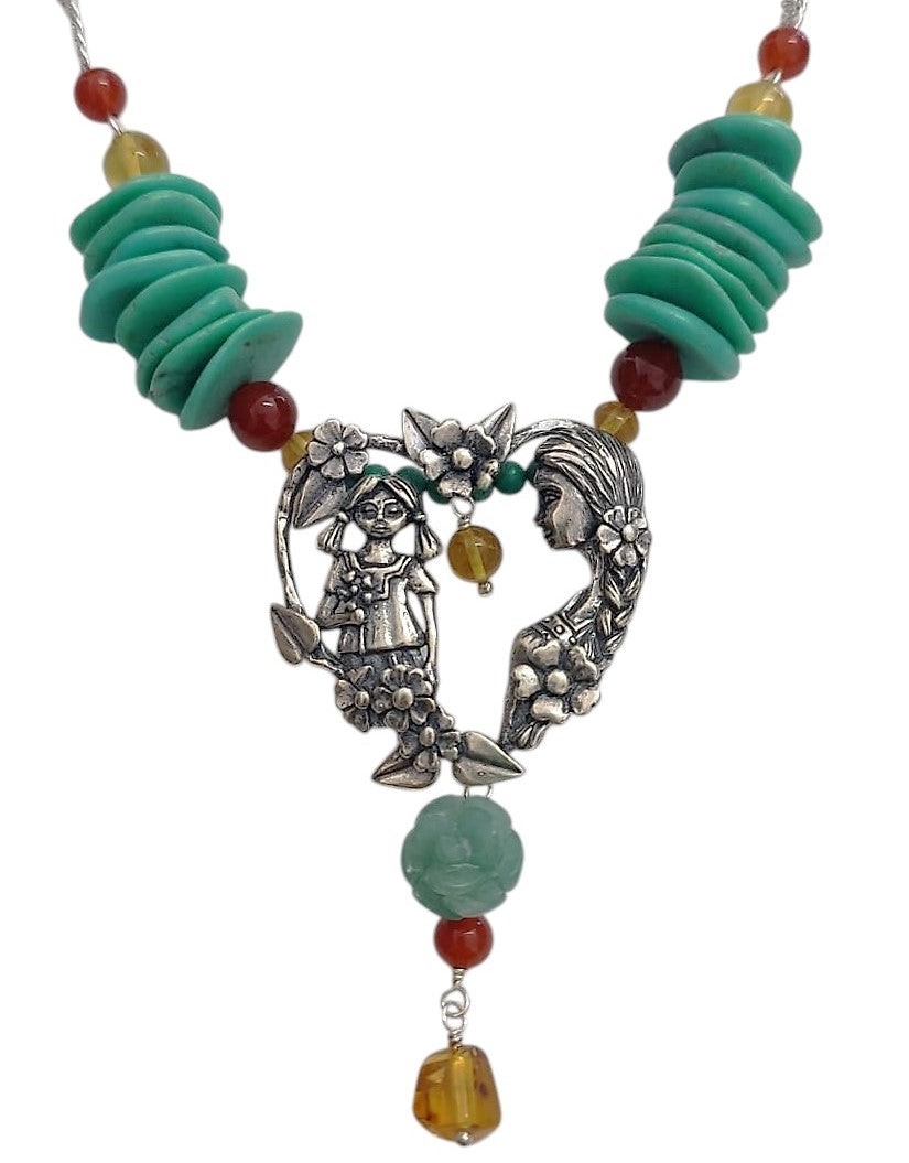 Mother and Daughter Heart Choker