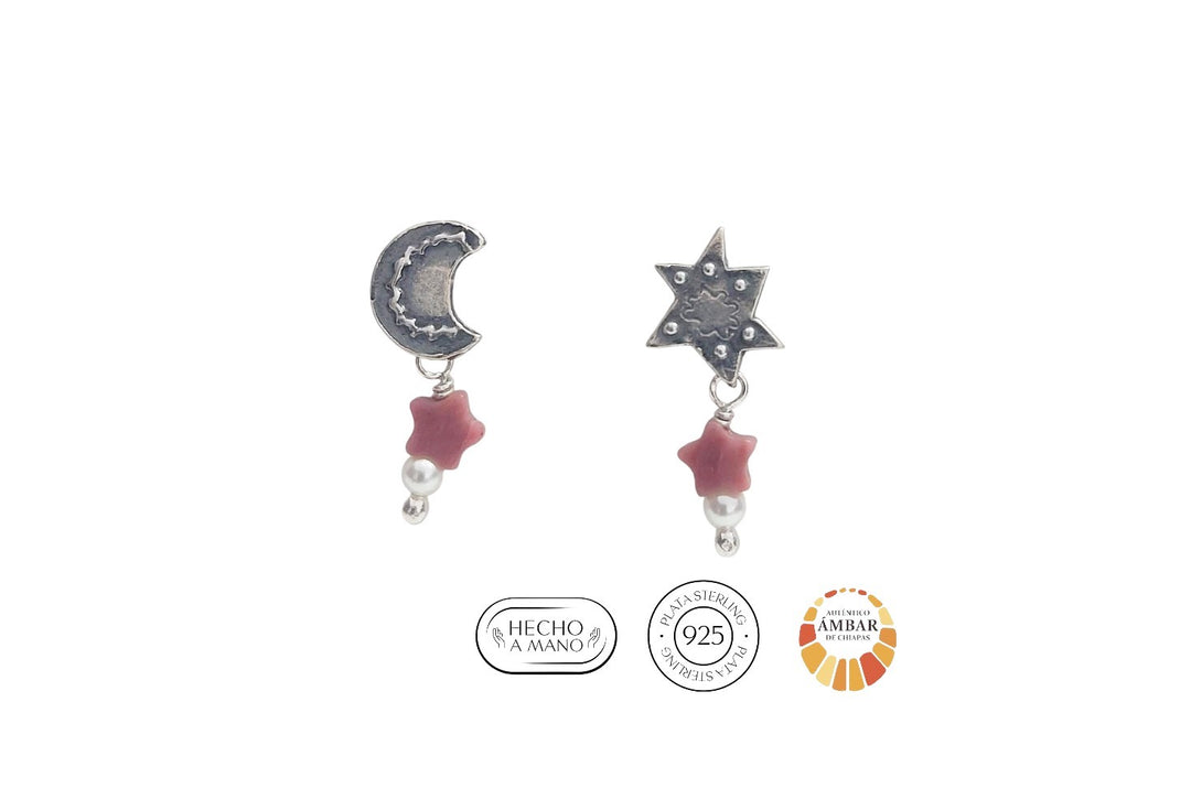 Aretes Luna y Estrella Puntos Ch.