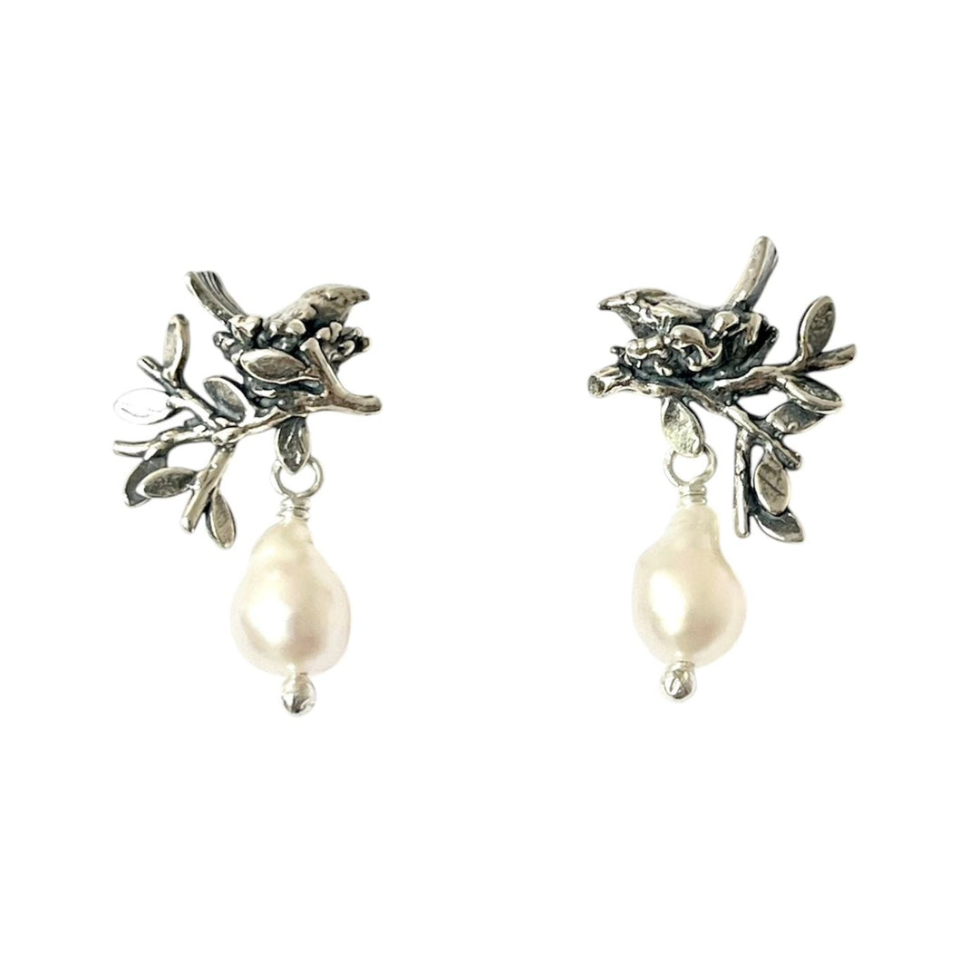 Aretes Pajarito Nido Hojas Biociclos