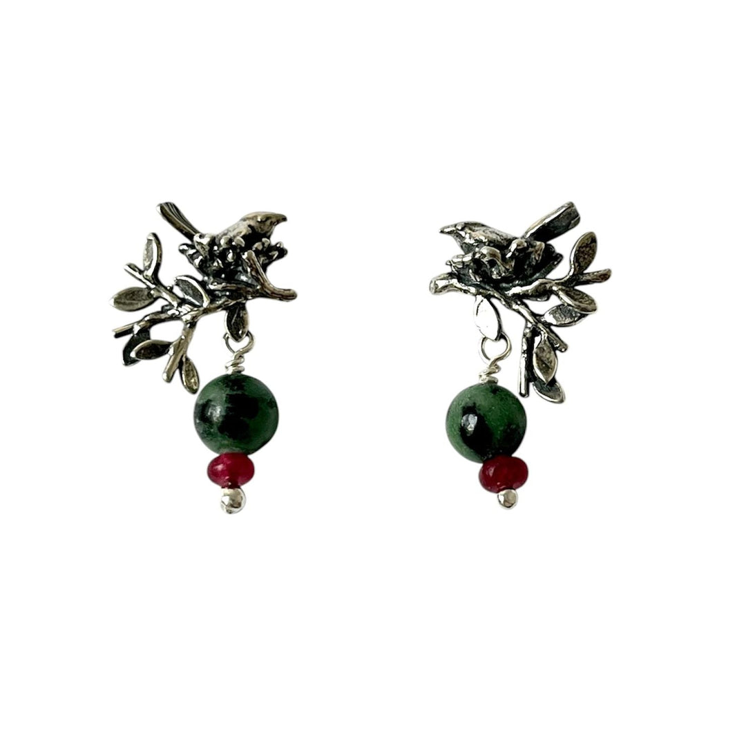Aretes Pajarito Nido Hojas Biociclos