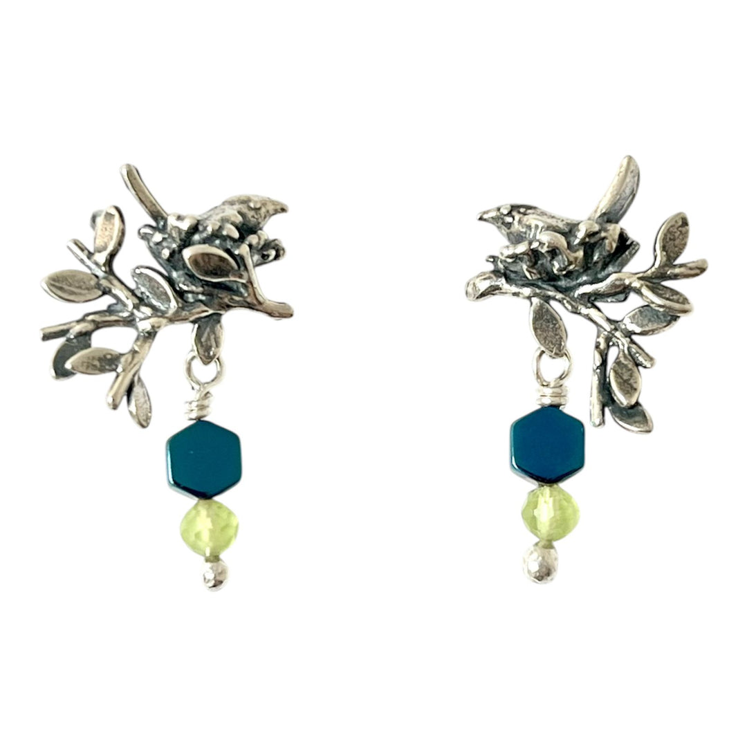 Aretes Pajarito Nido Hojas Biociclos