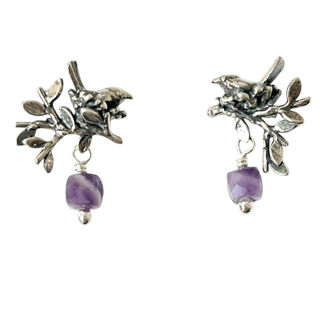 Aretes Pajarito Nido Hojas Biociclos
