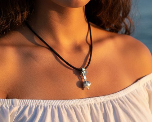 Clam Lotus Flower or Mallow Pendant