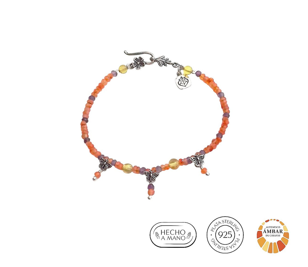 Bracelet 3 mini monarch butterflies