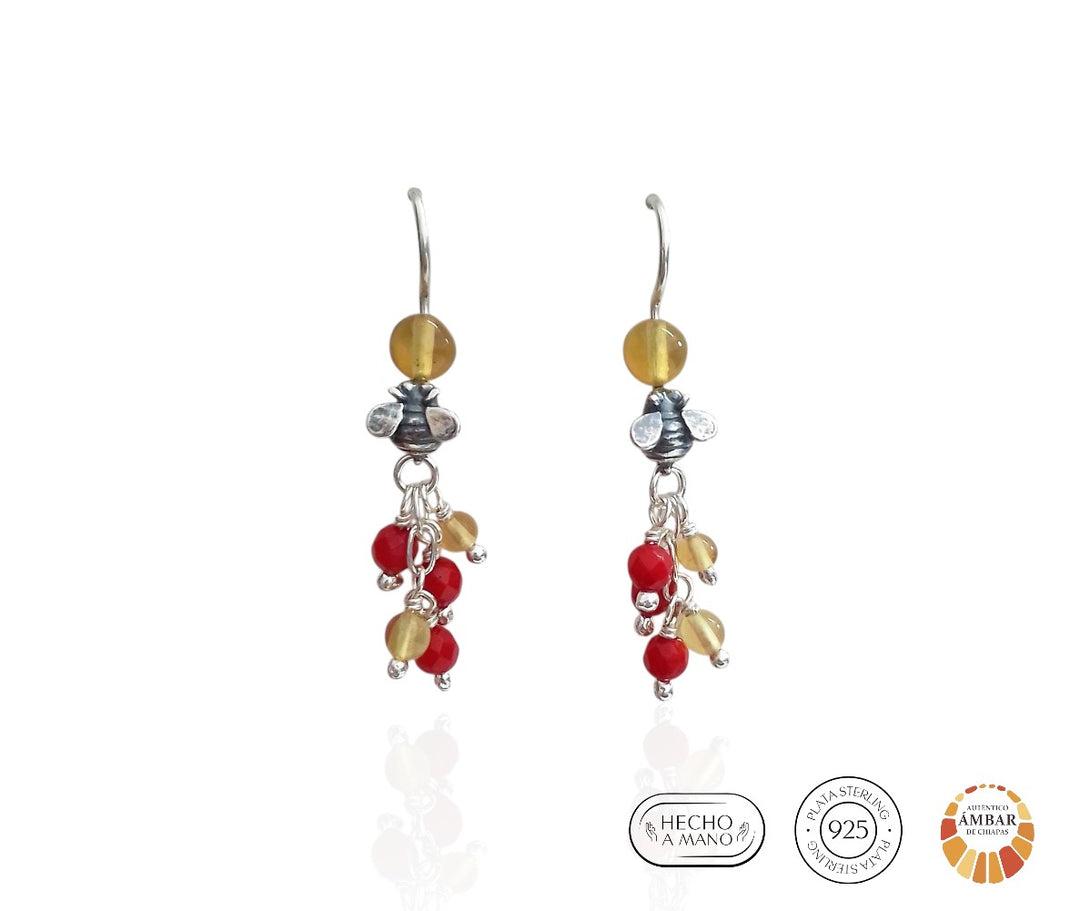Bee Earrings with Ruby