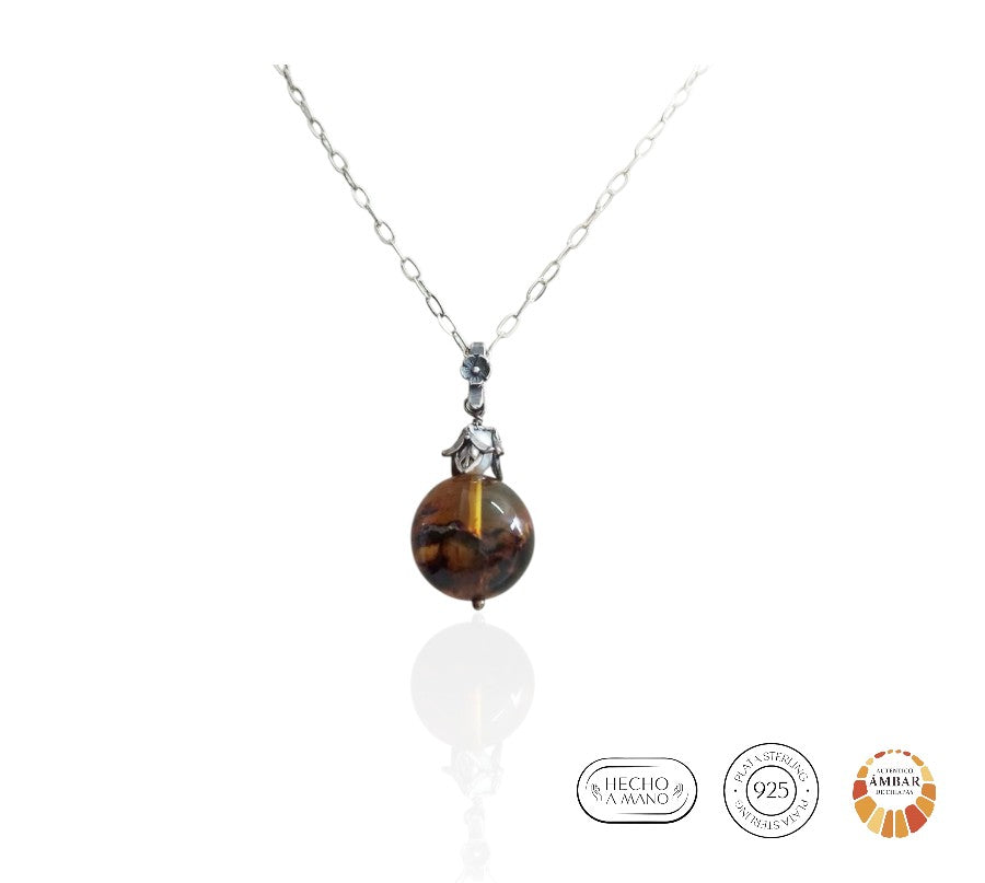 Flower Choker with Amber Ball
