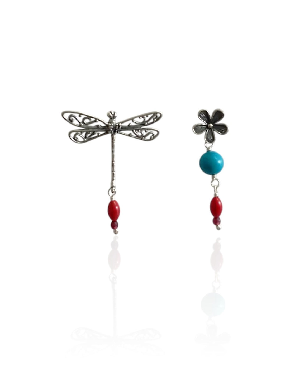 Aretes Flor Jazmín y Libélula Calada