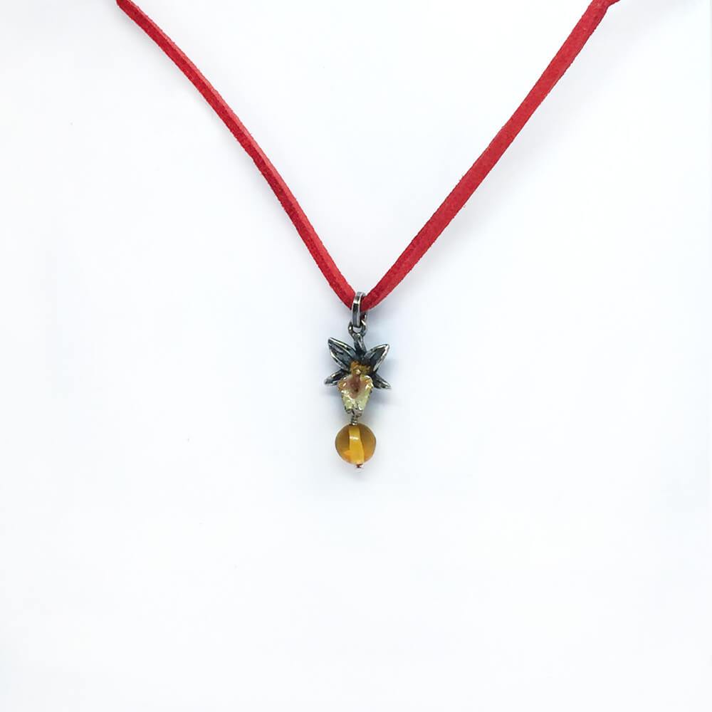 Dendrobium Orchid Enameled Pendant