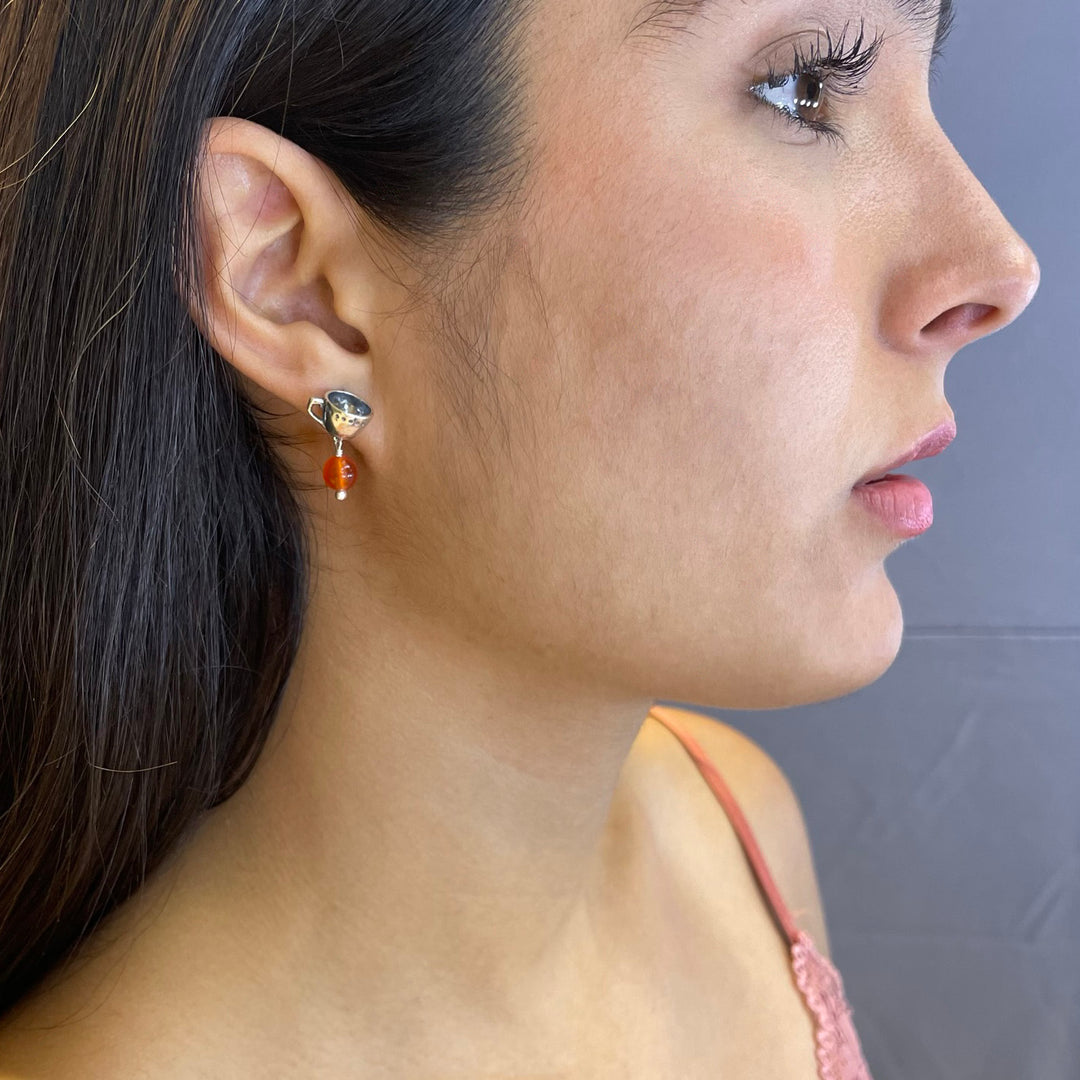 Coffee and Dots Cup Earrings
