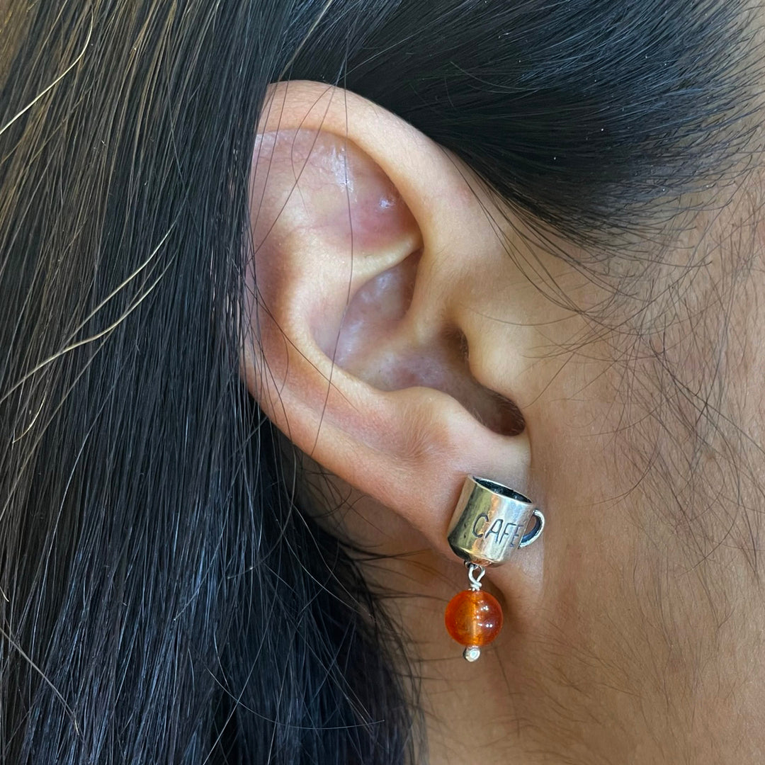 Coffee and Dots Cup Earrings