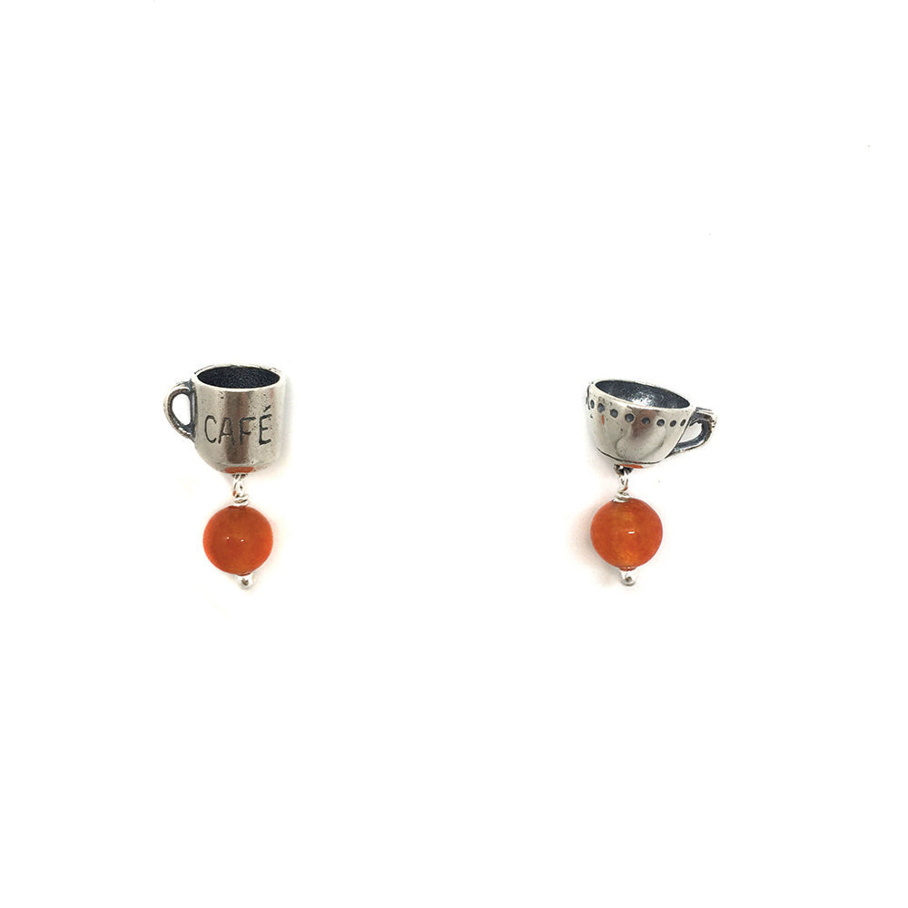 Coffee and Dots Cup Earrings