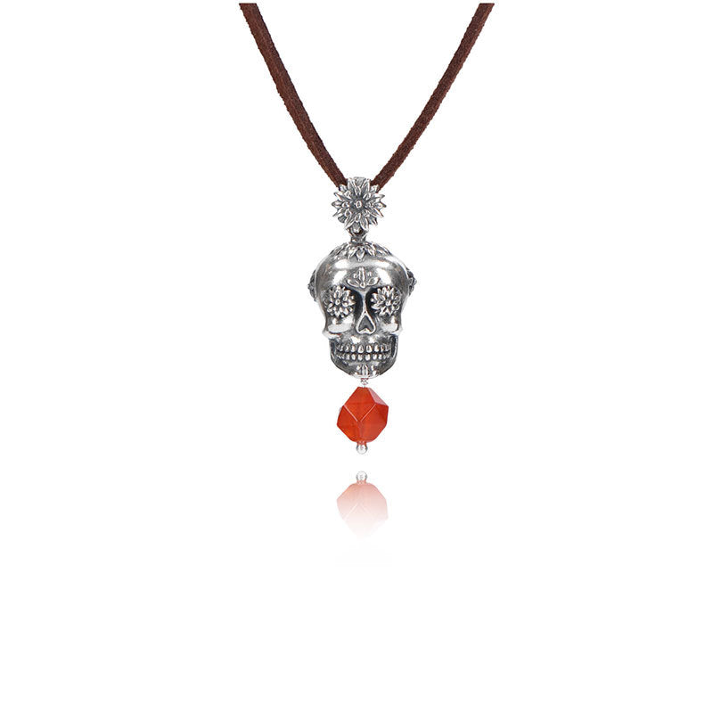 Large Skull Pendant with Cempasúchil