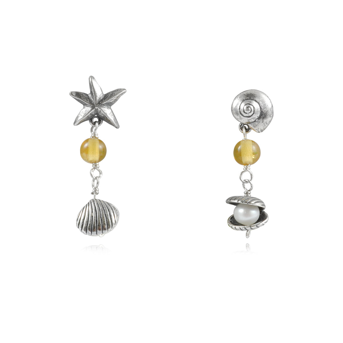 Aretes Caracol y Estrella con Almejas (923630469163)