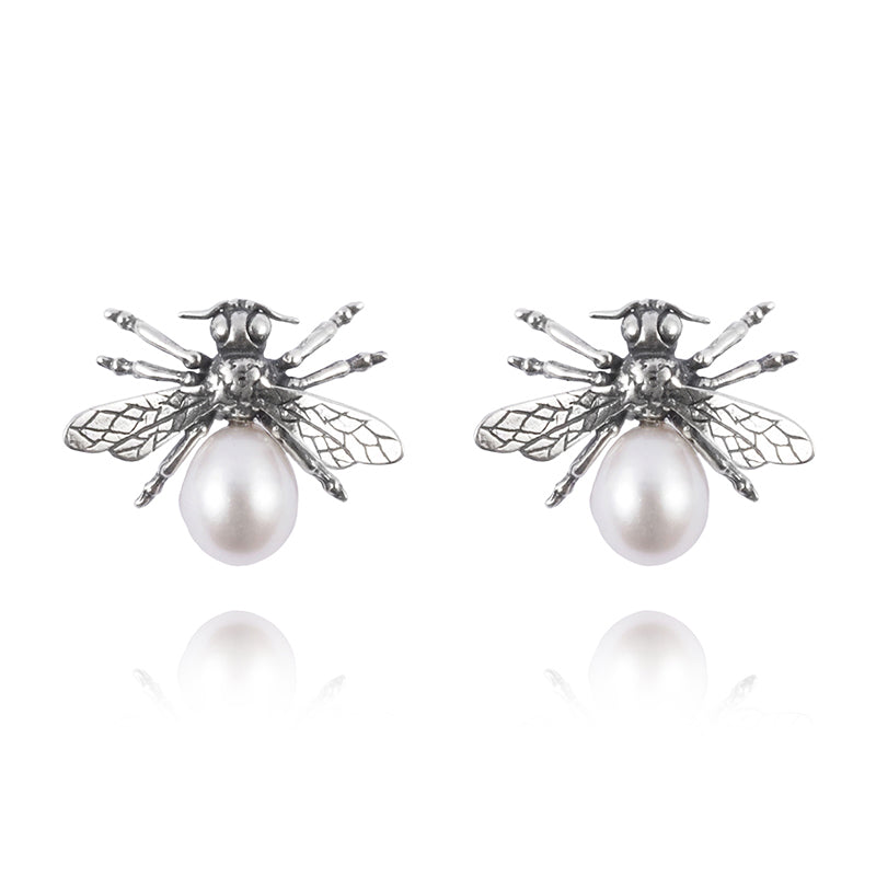 Aretes abeja reina cola de perla (1752165187627)