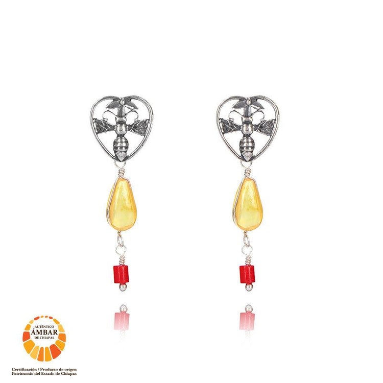 Aretes Corazón Ch. de Abeja (989553819691)