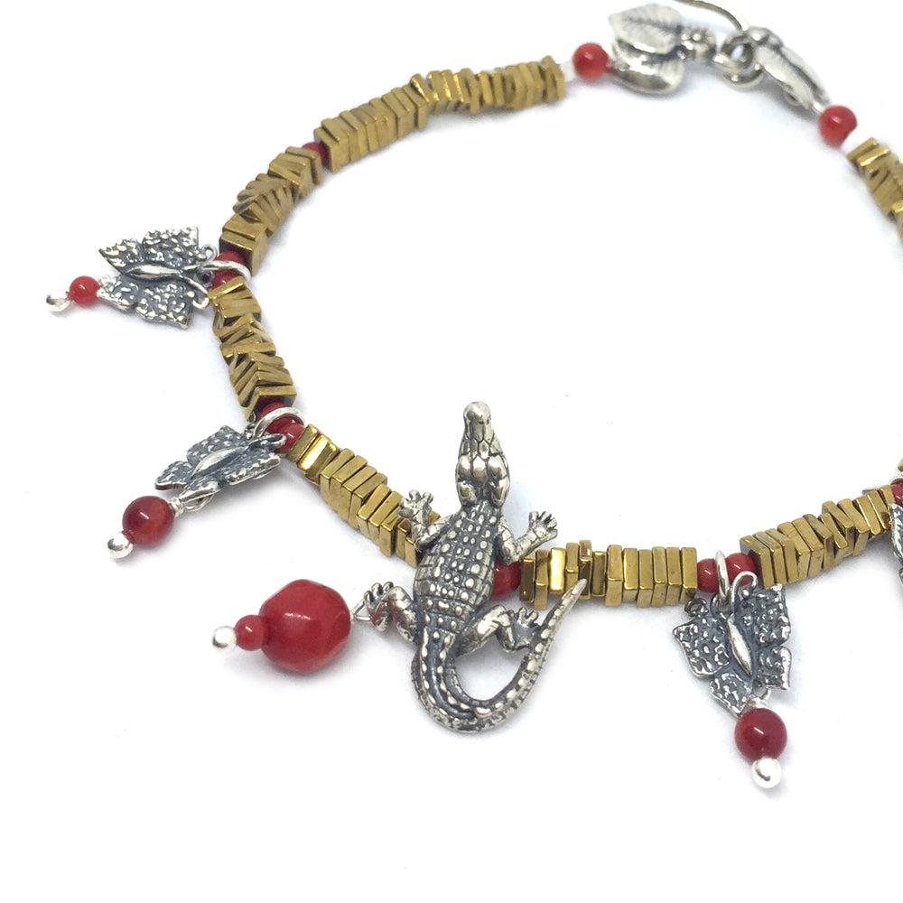 Pulsera Cocodrilo Gde. Mariposas