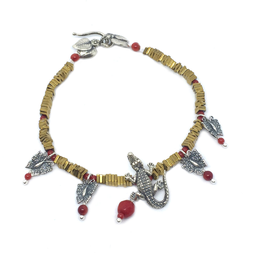 Pulsera Cocodrilo Gde. Mariposas
