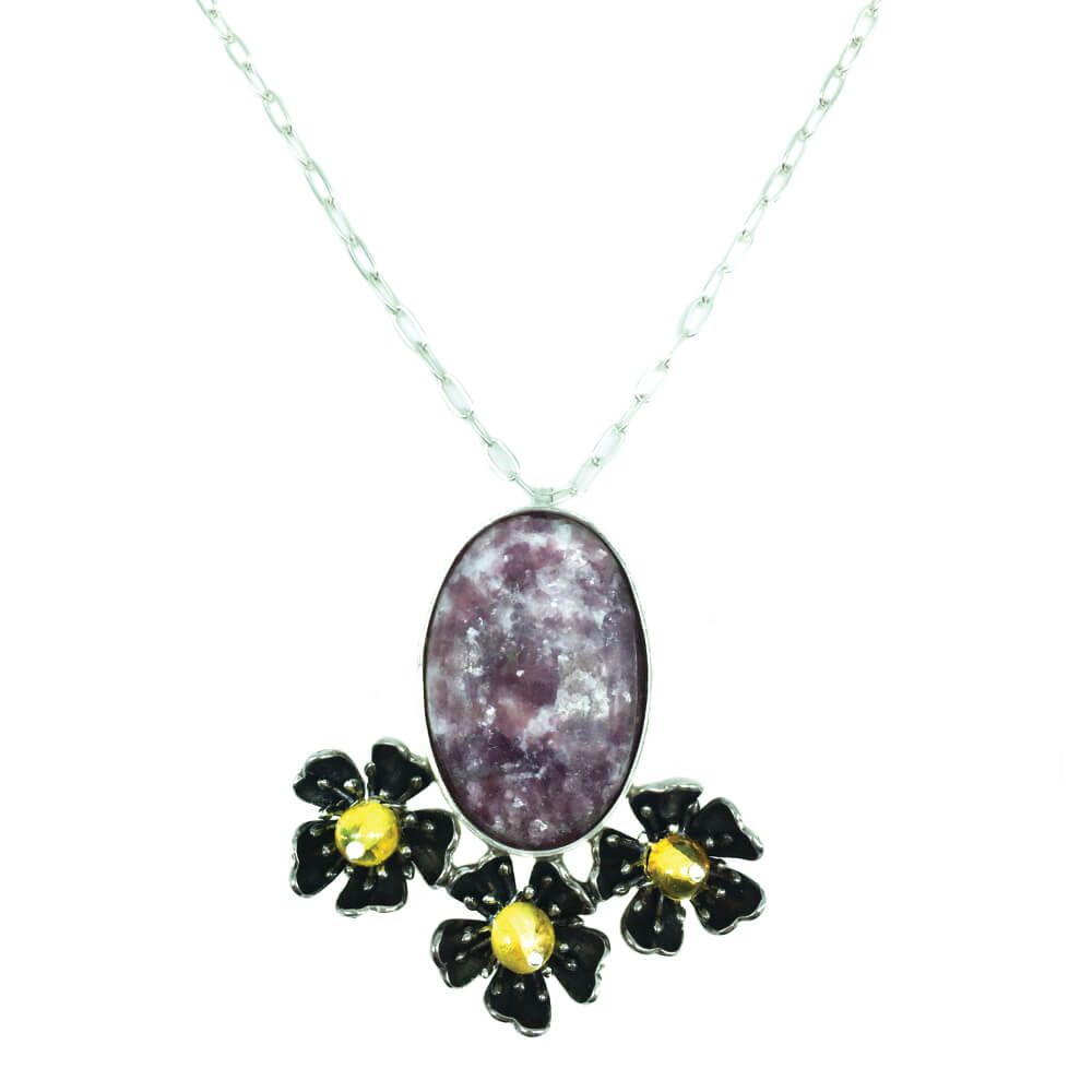 Bezel Choker with 3 Flowers