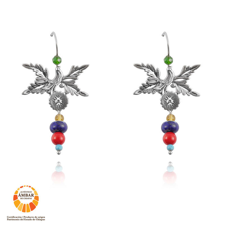 Aretes ave papaloapan flor (1674020814891)