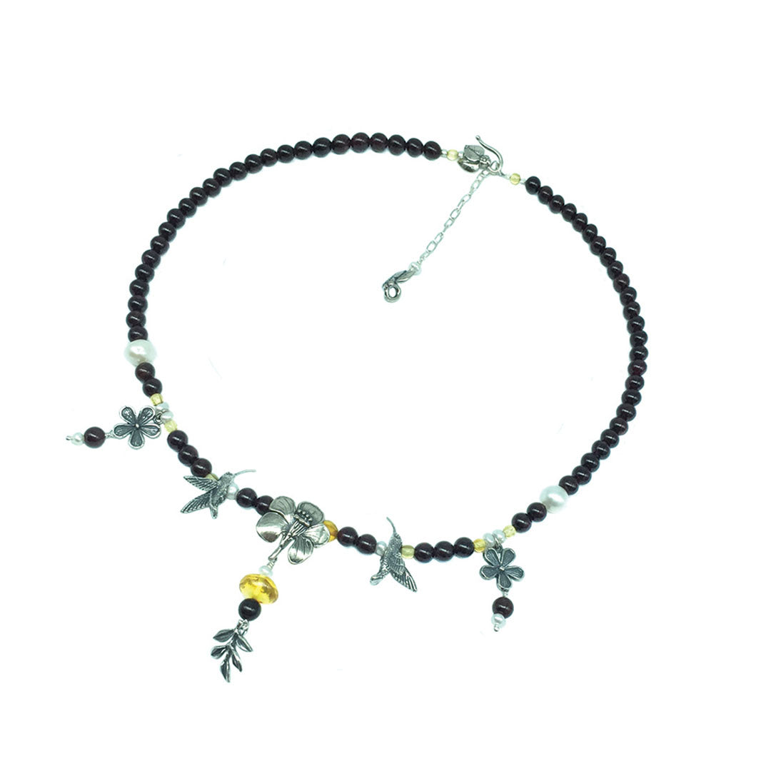 Collar Flor Colibríes