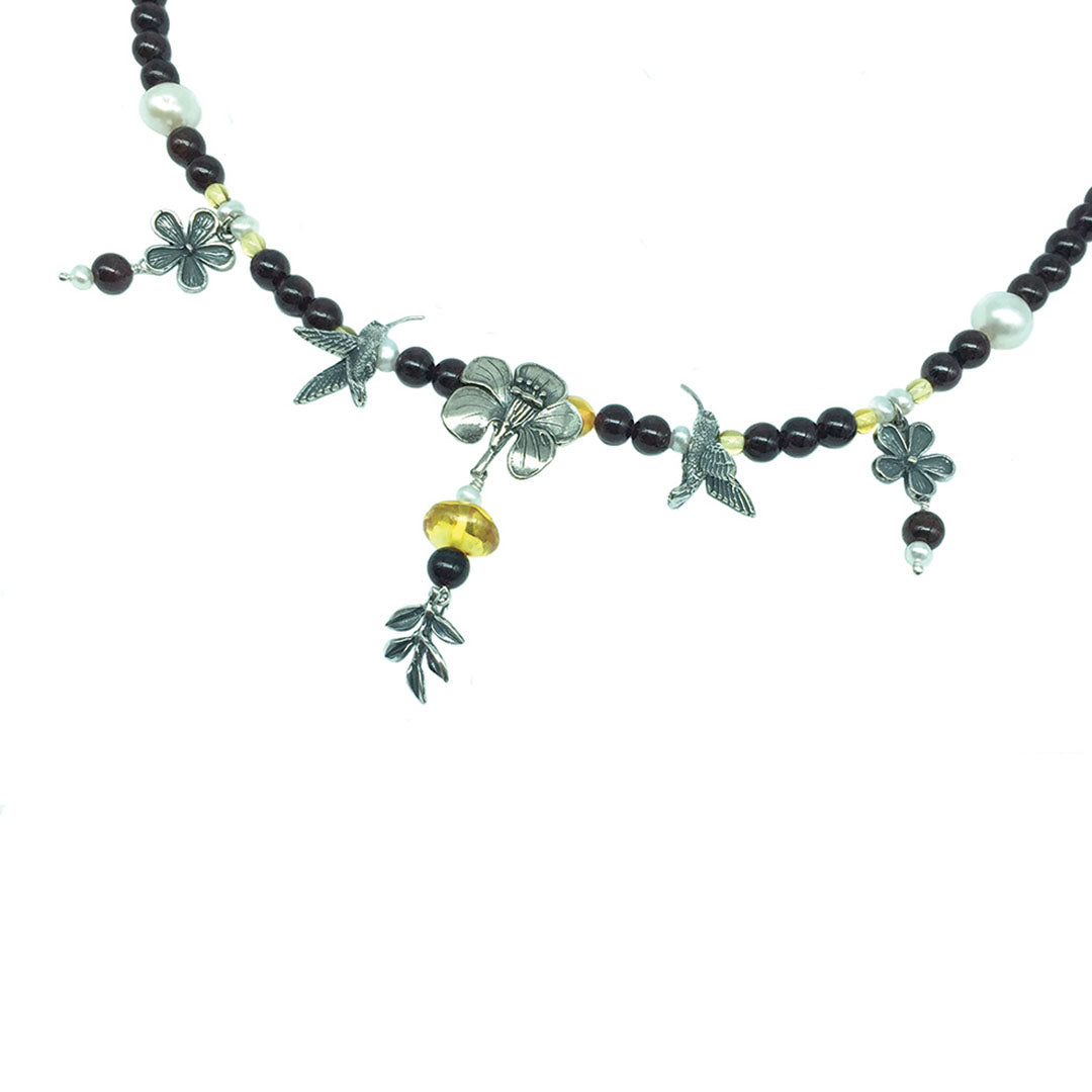Collar Flor Colibríes