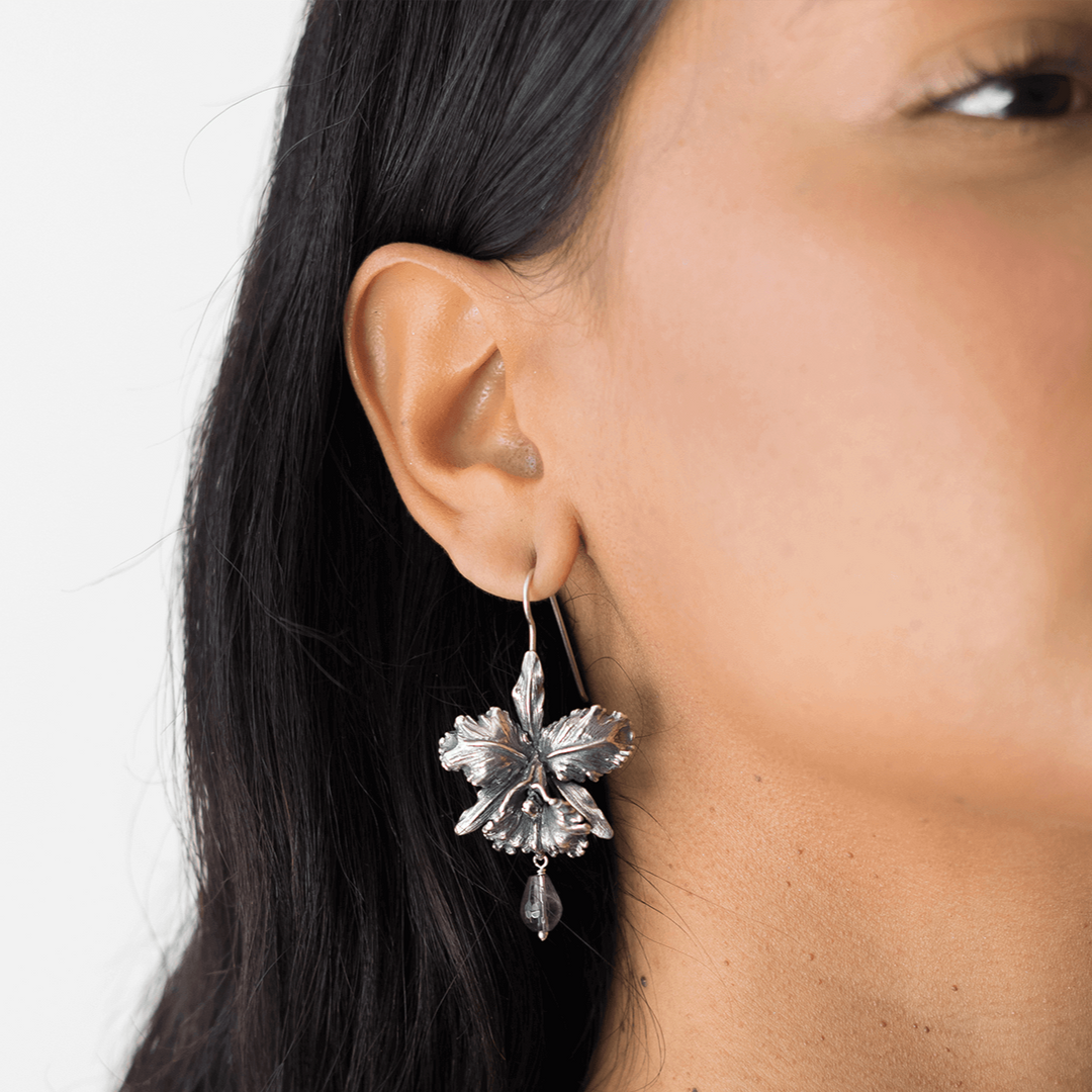 Large Cattleya Hoop Earring