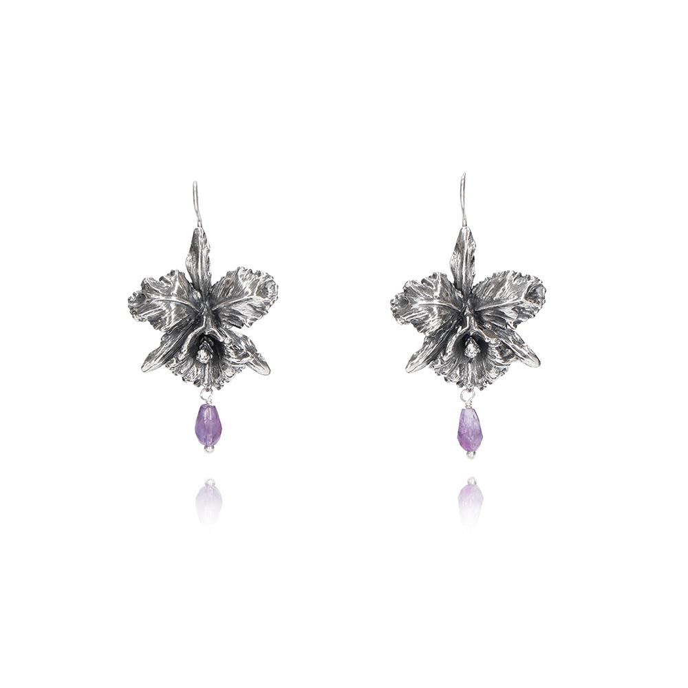 Large Cattleya Hoop Earring