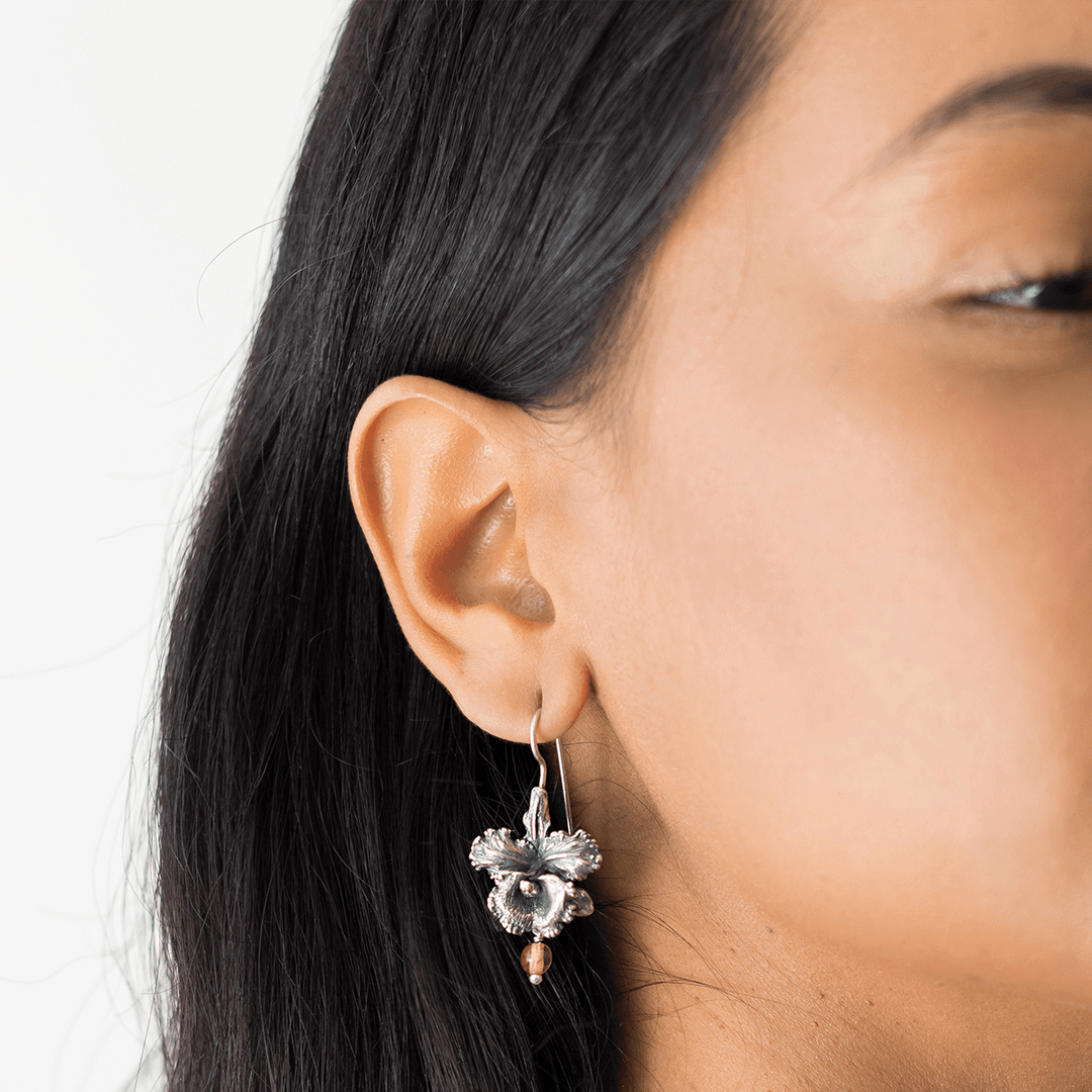 Medium Cattleya Amber Hoop Earring