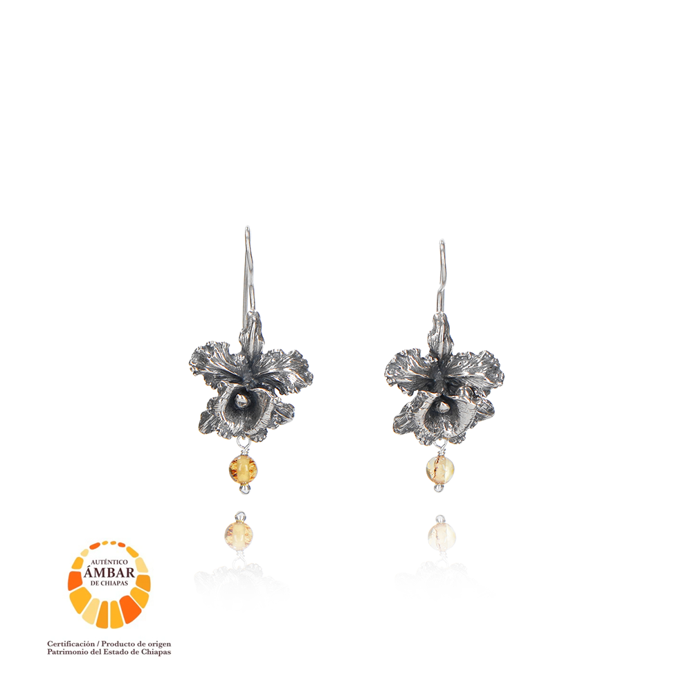 Medium Cattleya Amber Hoop Earring