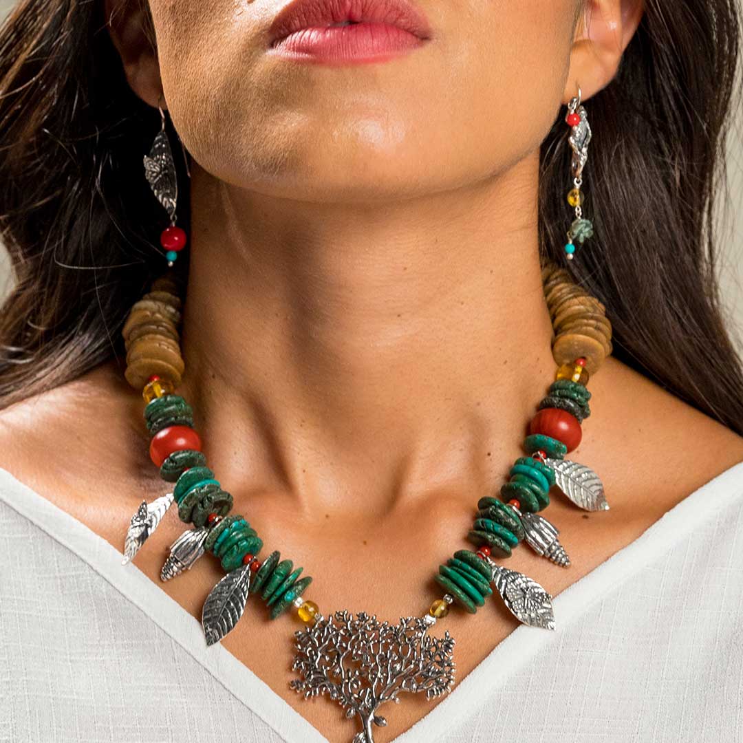 Mixed Monkey Earring with Cocoa Leaf