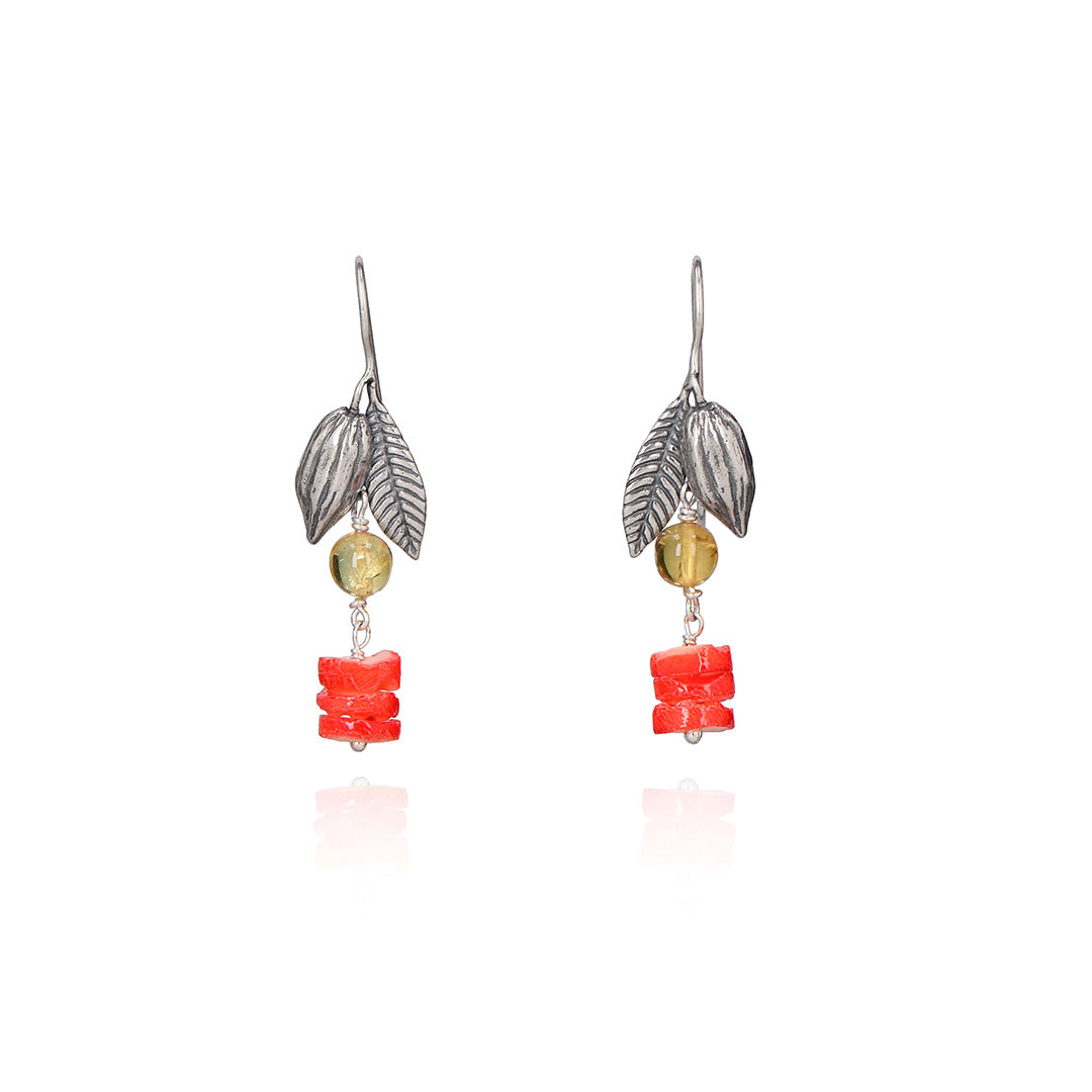 Arete Cacao con Hoja