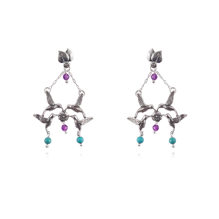Aretes Hojitas y Picaflores (565765308459)