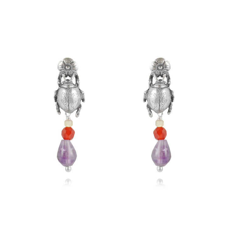 Arete broquel escarabajo flor (864215466027)