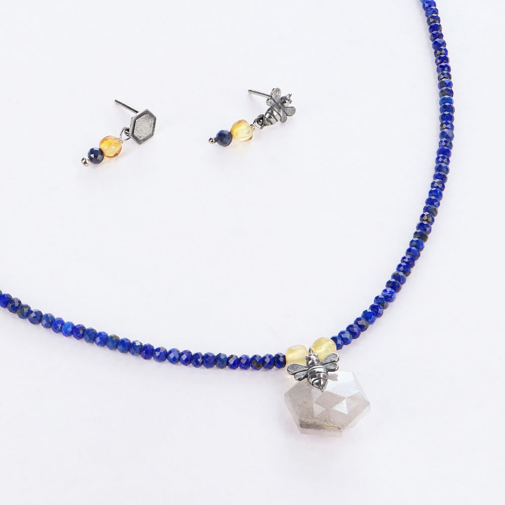 Juego de Collar y aretes de abeja con panal