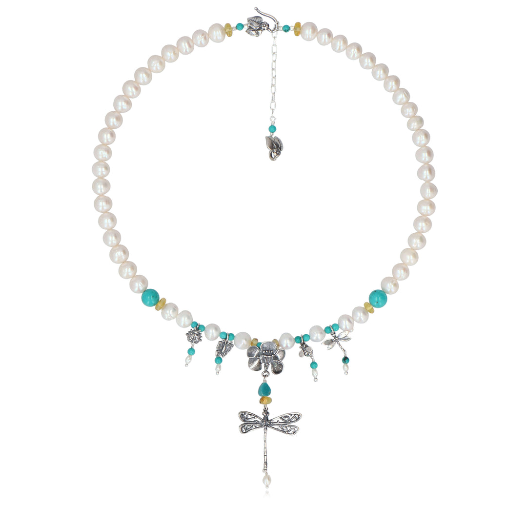 Collar Flor Prehispánica con Libelula