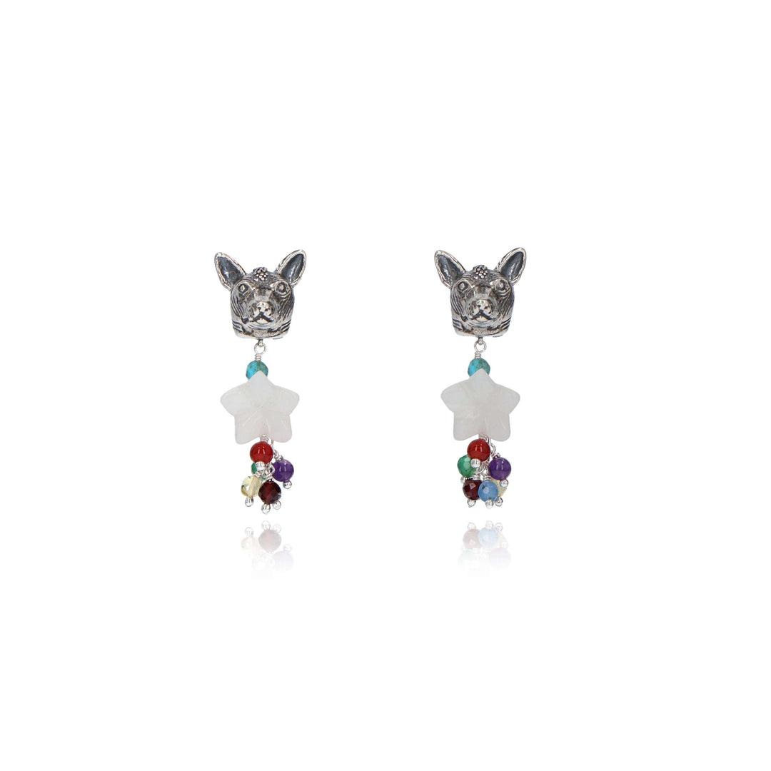 Xoloescuincle Head Earrings with Tilines